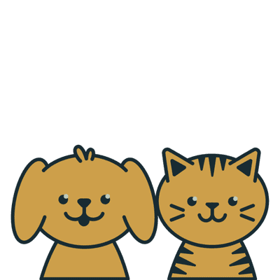 Cute cartoon dog and cat representing pet sitting services.