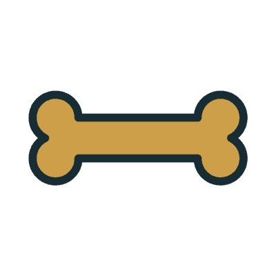 Stylized dog bone icon on dark blue background for pet sitting services.